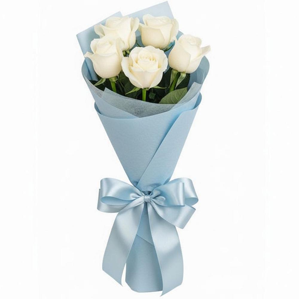 Букет 5 Белых роз Проуд в Ямуге