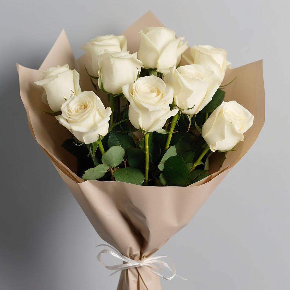 Букет 9 Белых роз Эдлесс Лав в Ямуге