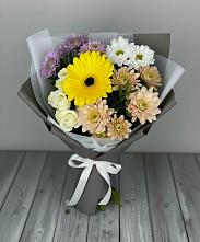 Букет цветов из:  Розы, Герберы и Хризантемы в Ямуге