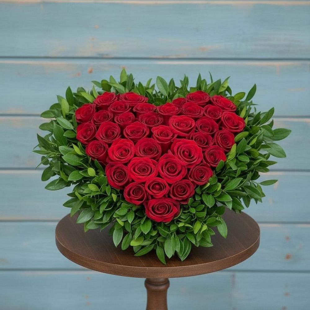 Цветочная композиция из Розы в виде сердца в Ямуге