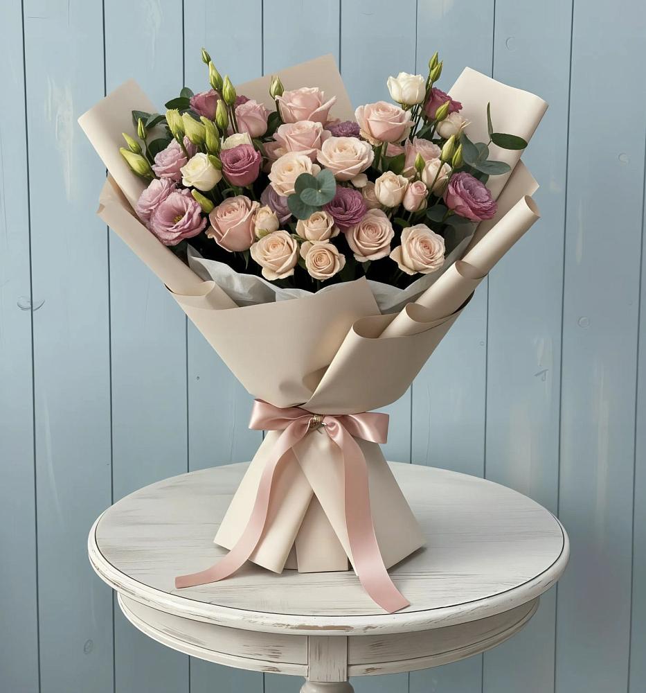 Букет цветов из: Розы и Лизиантусы в Ямуге