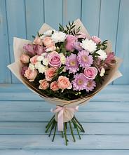 Букет цветов из:  Хризантемы, Розы и Альстромерии в Ямуге