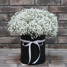 Цветочная композиция из Гипсофила в шляпной коробке в Ямуге